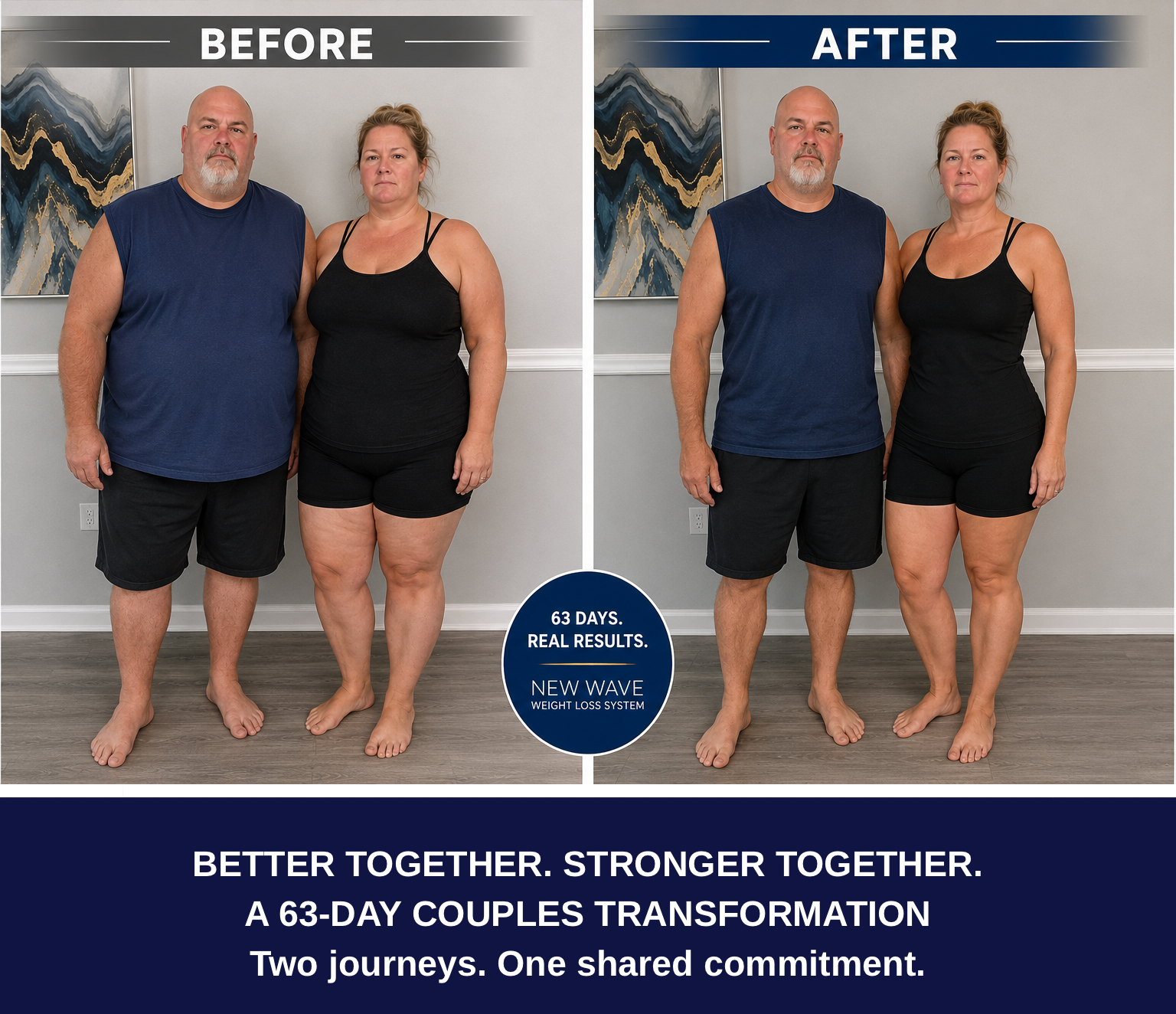 New Wave Weight Loss System couples before and after transformation