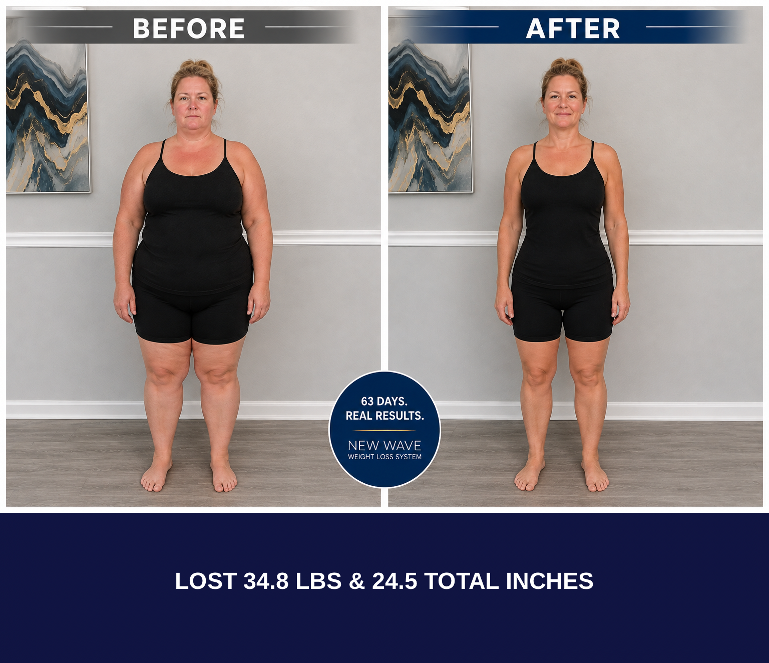Tammy New Wave Weight Loss System 63-day before and after transformation